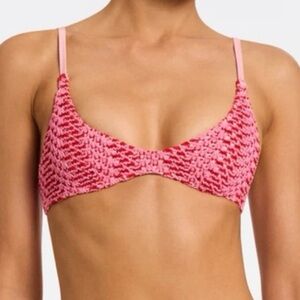 Triangl Sz M Alina Pink Crochet Scoop Neck Bikini Top